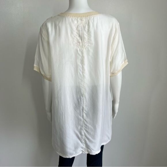 Johnny Was Short Sleeve Cream Tunic - S - Picture 3 of 8